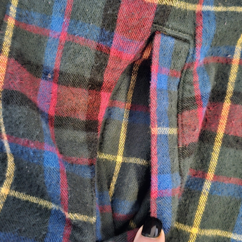 L.L.Bean Flannel Zip Up Hoodie Red Green Blue Plaid Size Medium - Picture 7 of 8